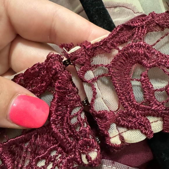 Lulus Last Dance Burgundy Lace Bodycon Dress maroon size xs - Picture 5 of 6